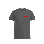 Charcoal Gray t-shirt with a 'SLICK' red logo on a white background