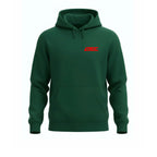 Green hoodie with a red 'SLICK' logo on a white background