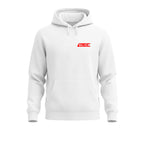 White hoodie with a red 'SLICK' logo on a white background
