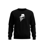 Black sweatshirt with a bandit design on a white background