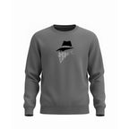 Gray sweatshirt with a bandit design on a white background