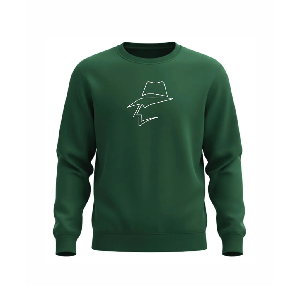 Royal Green sweatshirt with a white graphic on a white background