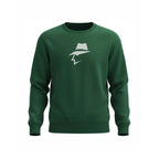 Royal Green sweatshirt with a white pinstripe graphic on a white background