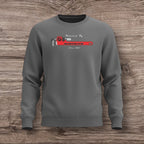 Gray sweatshirt with a plumber wrench on a wooden surface