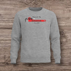 Sport Gray sweatshirt with a plumber wrench graphic on a wooden surface