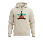 Beige  hoodie with a vintage color star graphic and 'Slick Retro' text on a white background