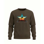 Brown  sweatshirt with a vintage color star graphic and 'Slick Retro' text on a white background