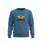 Blue Storm sweatshirt with a vintage color star graphic and 'Slick Retro' text on a white background